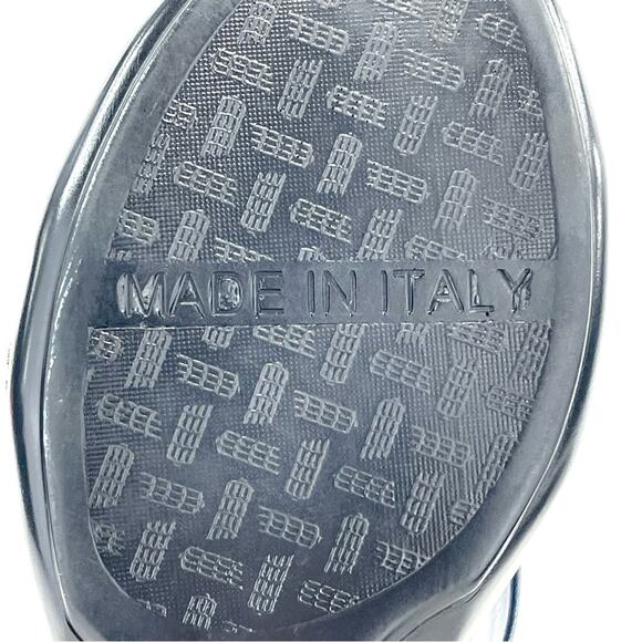 ITALIAN SHOEMAKERS NAVY BLUE RHINESTONE EMBELLISHED SLIDE-IN WEDGE STRAPY SANDAL - Picture 9 of 15